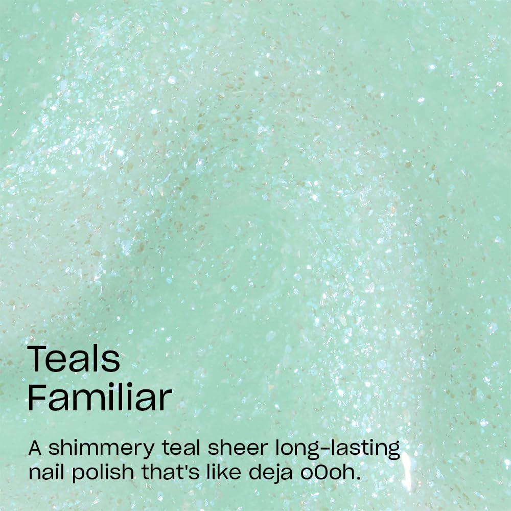 Close-up of OPI Infinite Shine Nail Polish Teals Familiar shade