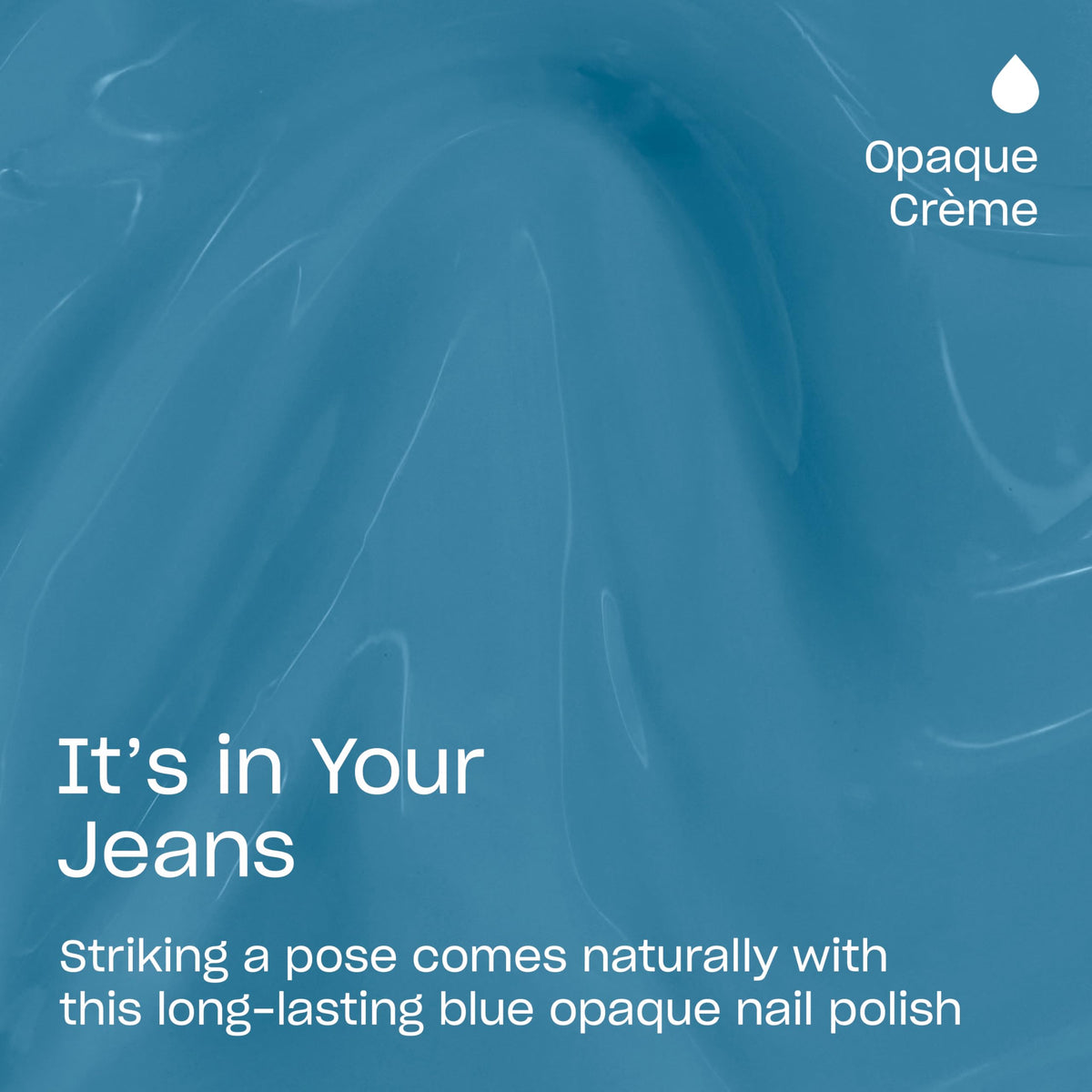 Close-up of OPI It's In Your Jeans nail polish bottle