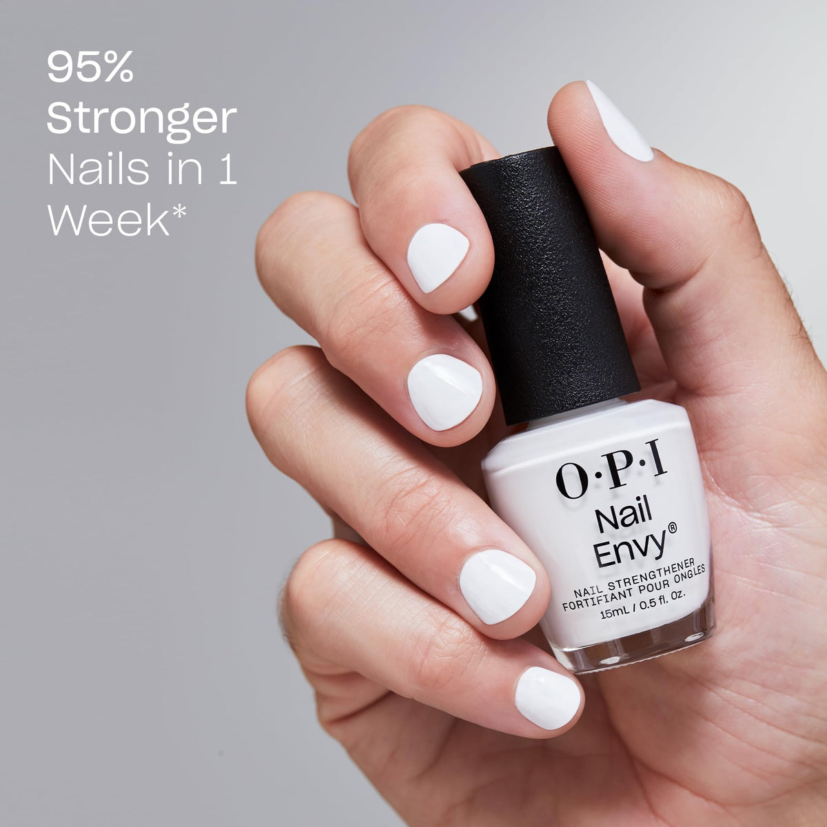 Close-up of OPI Nail Envy bottle with label