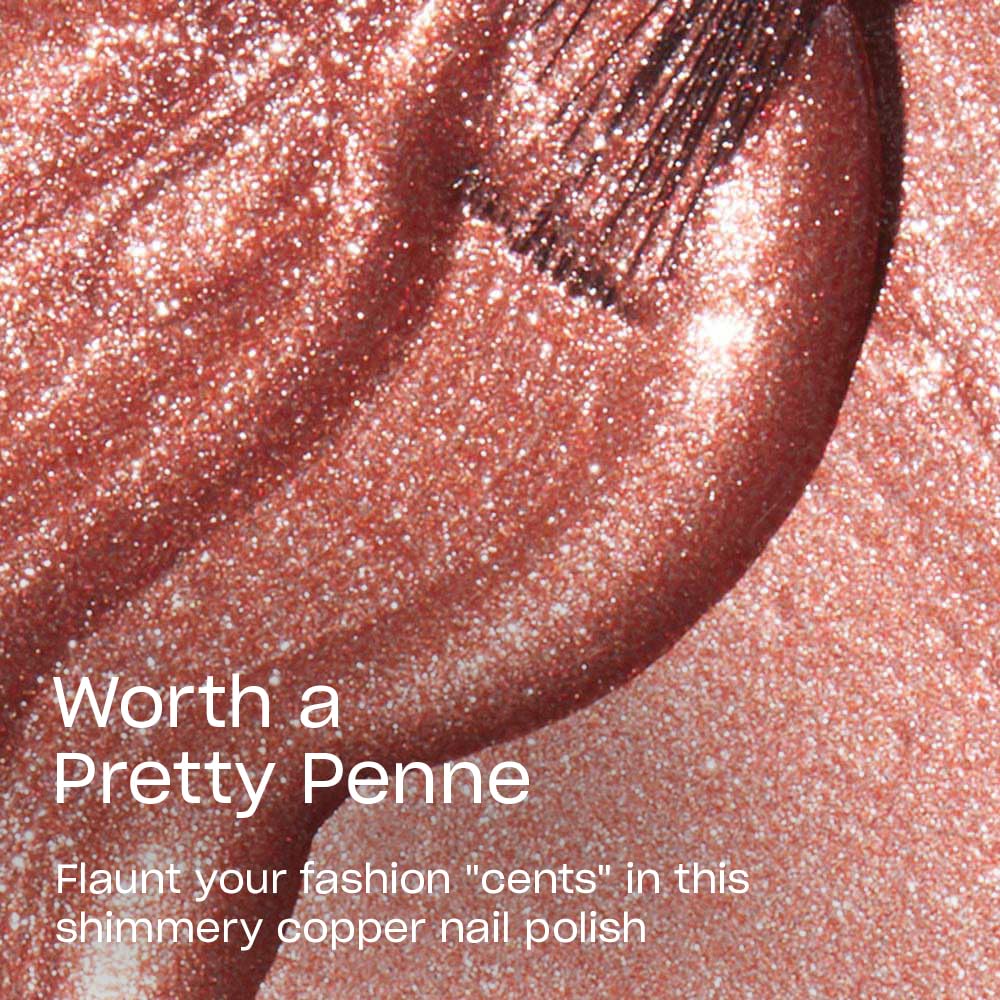 Close-up of OPI Nail Lacquer brush with soft brown shimmer