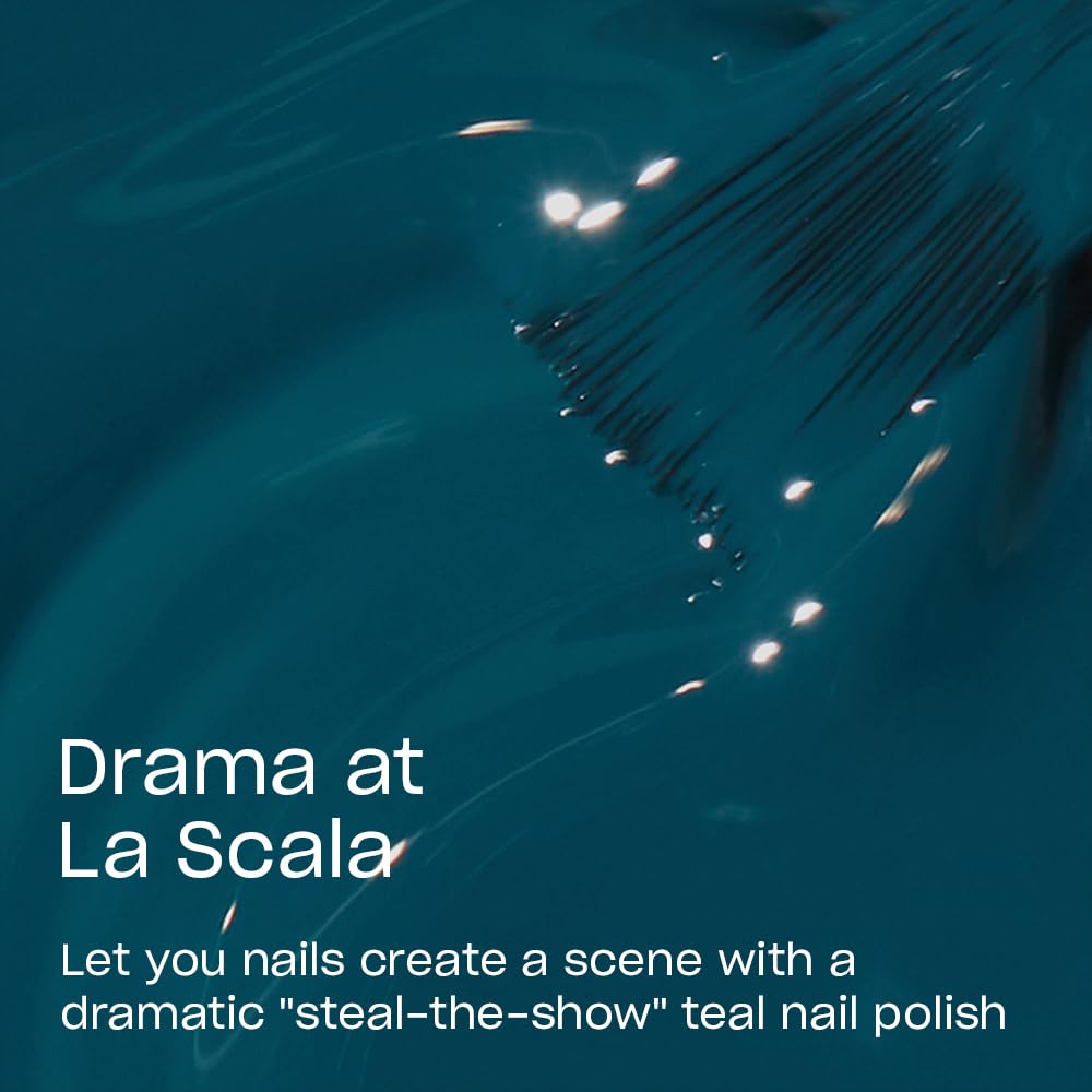 Close-up of OPI Nail Lacquer Drama at La Scala brush and bottle