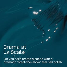 Close-up of OPI Nail Lacquer Drama at La Scala brush and bottle