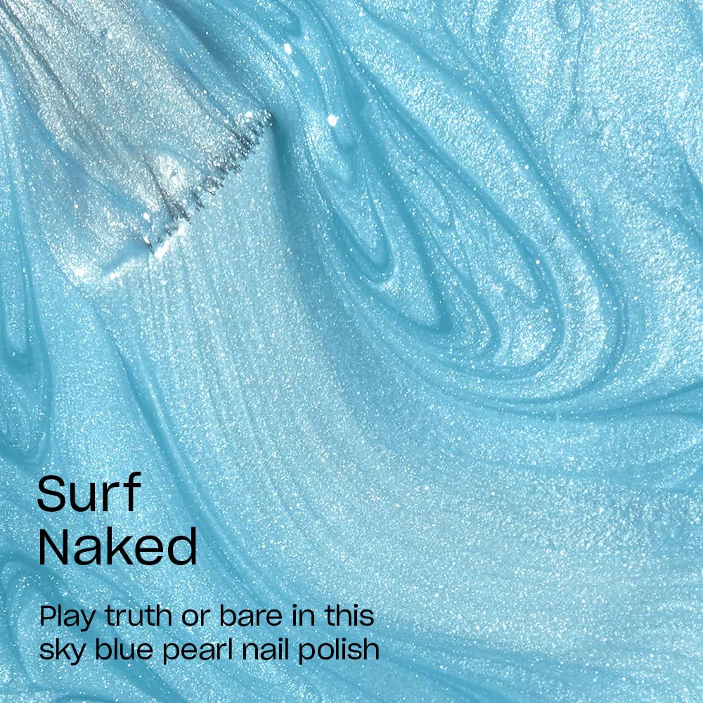Close-up of OPI Nail Lacquer Surf Naked on nails