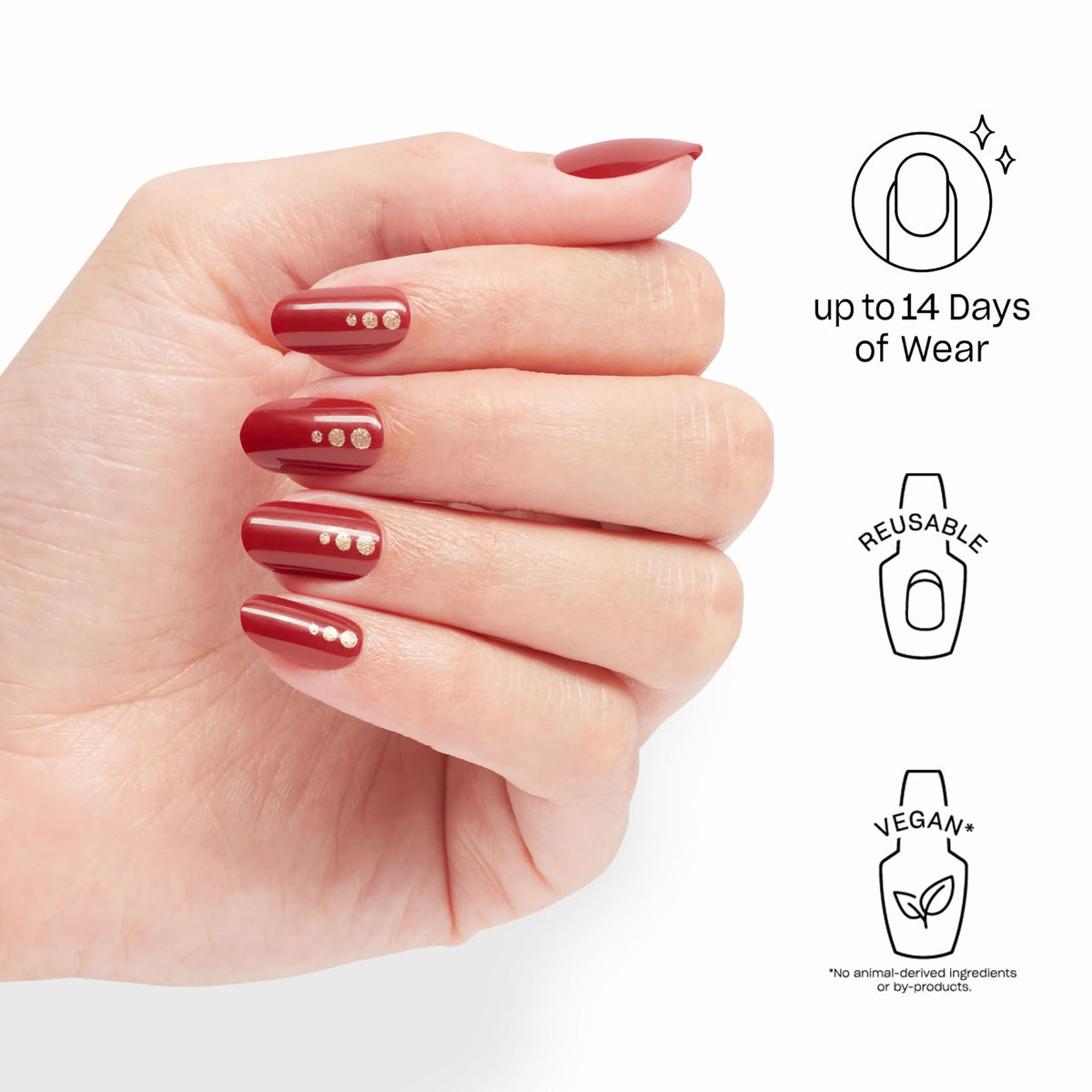 Close-up of OPI On Point Big Candy Apple Red nails with glitter