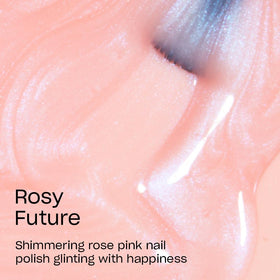 Close-up of OPI Rosy Future nail polish on nails