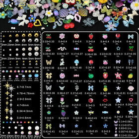 Close-up of OPMADM nail rhinestones and charms