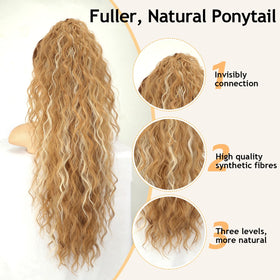 Close-up of ORSUNCER claw clip on ponytail extension