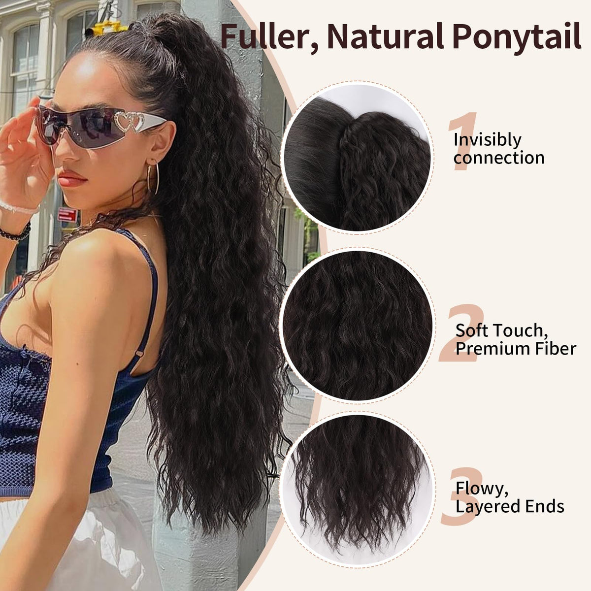 Close-up of ORSUNCER ponytail extension claw clip