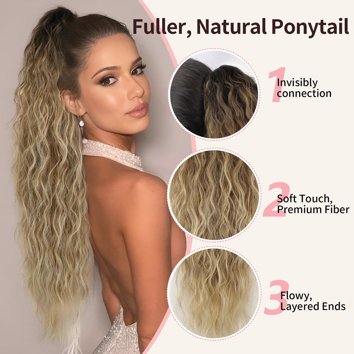 Close-up of ORSUNCER ponytail extension claw clip