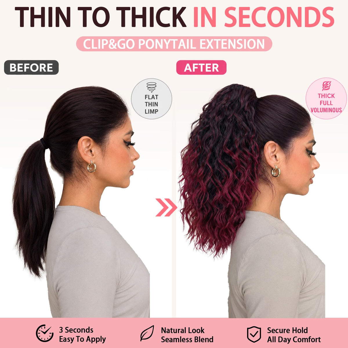 Close-up of ORSUNCER Ponytail Extension claw clip