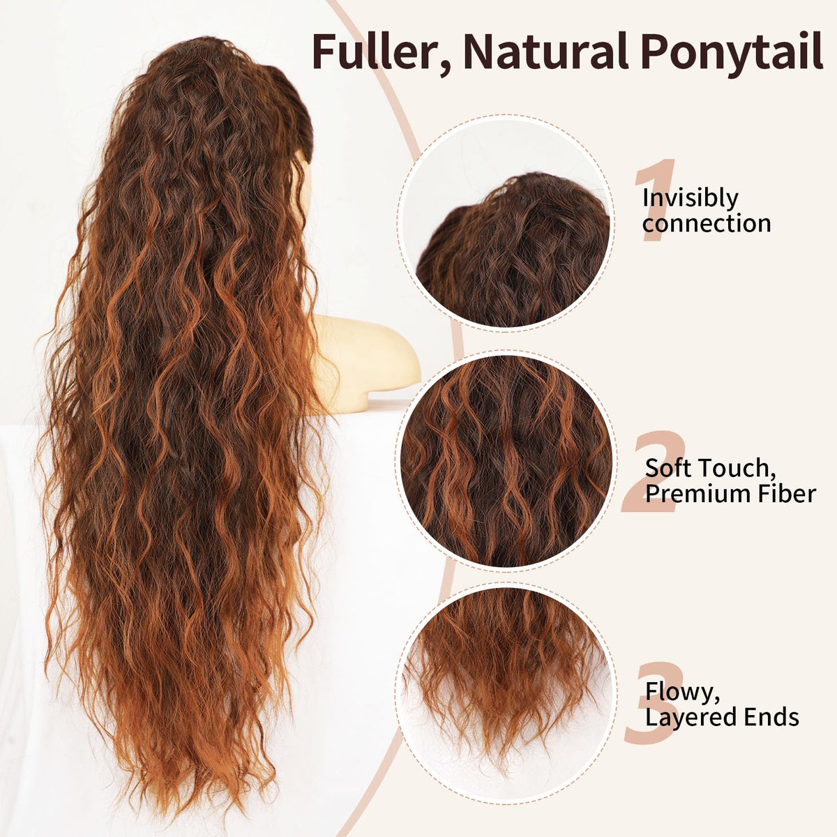 Close-up of ORSUNCER ponytail extension claw clip