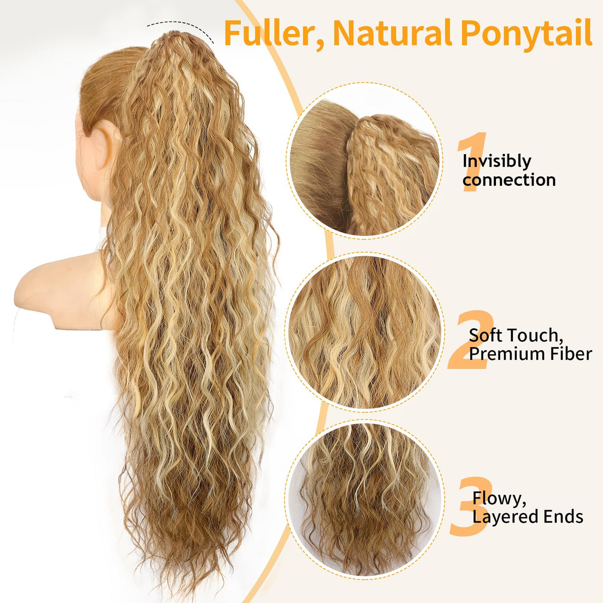 Close-up of ORSUNCER ponytail extension claw clip