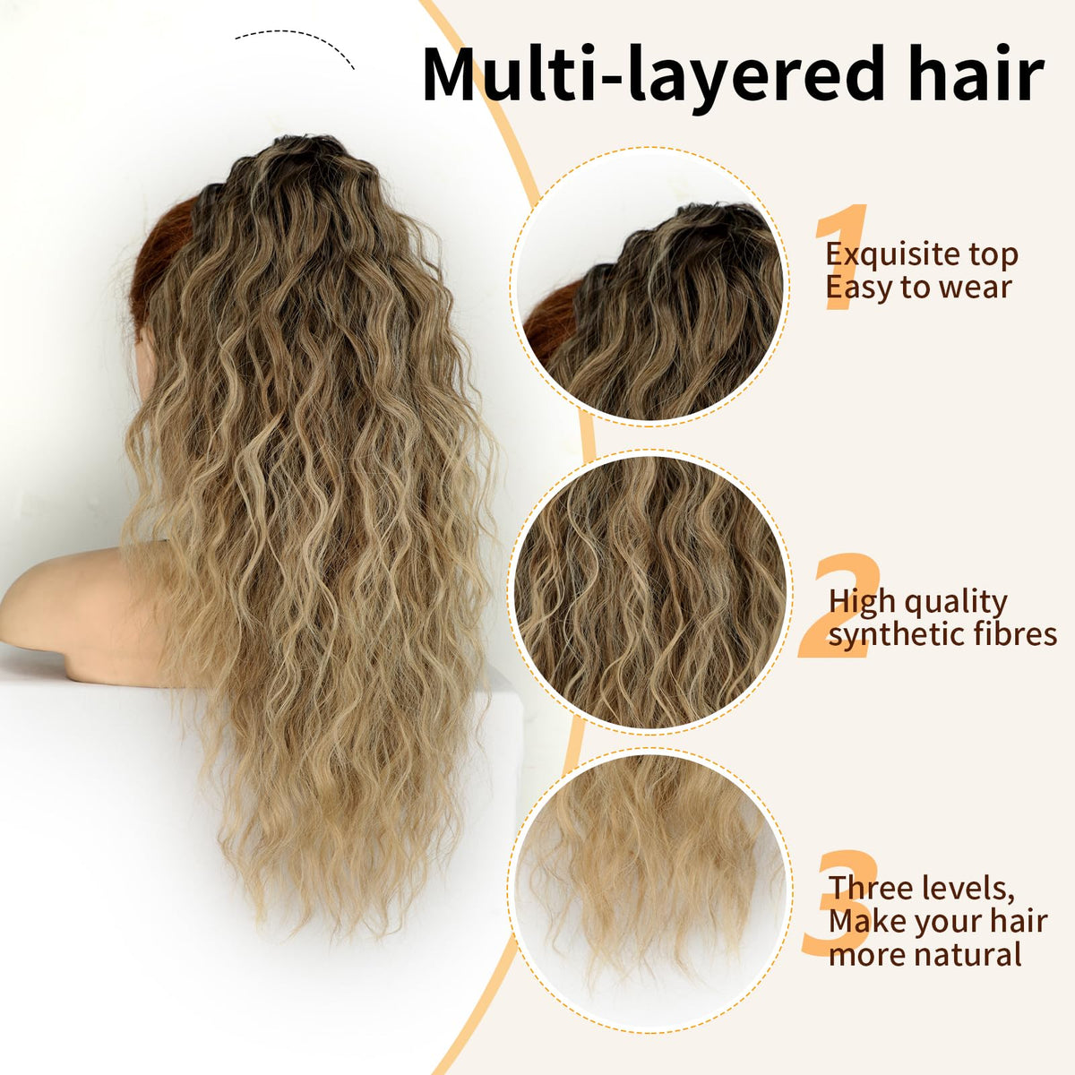 Close-up of ORSUNCER ponytail extension claw clip