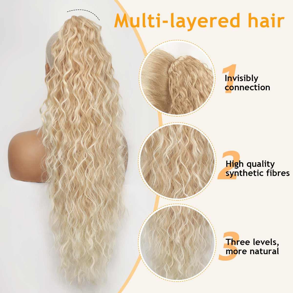 Close-up of ORSUNCER ponytail extension claw clip
