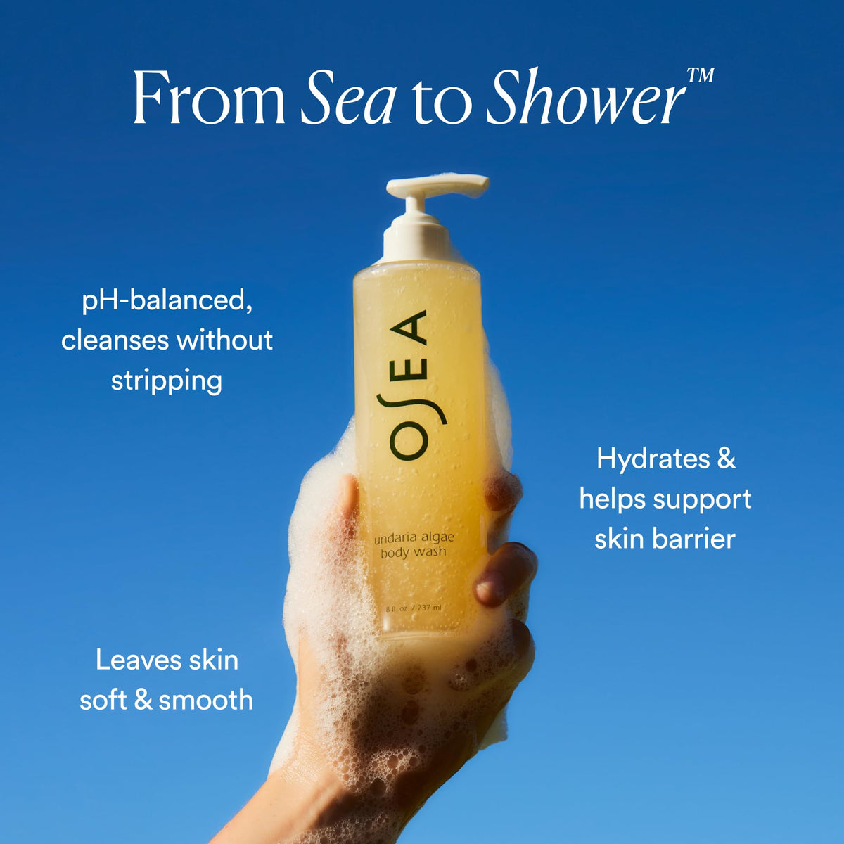Close-up of OSEA Undaria Algae™ Body Wash bottle