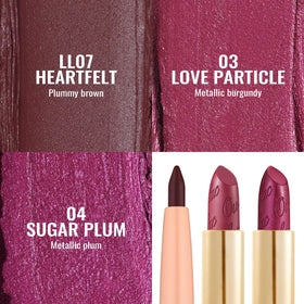 Close-up of Oulac Metallic Shine Lipstick in vibrant red
