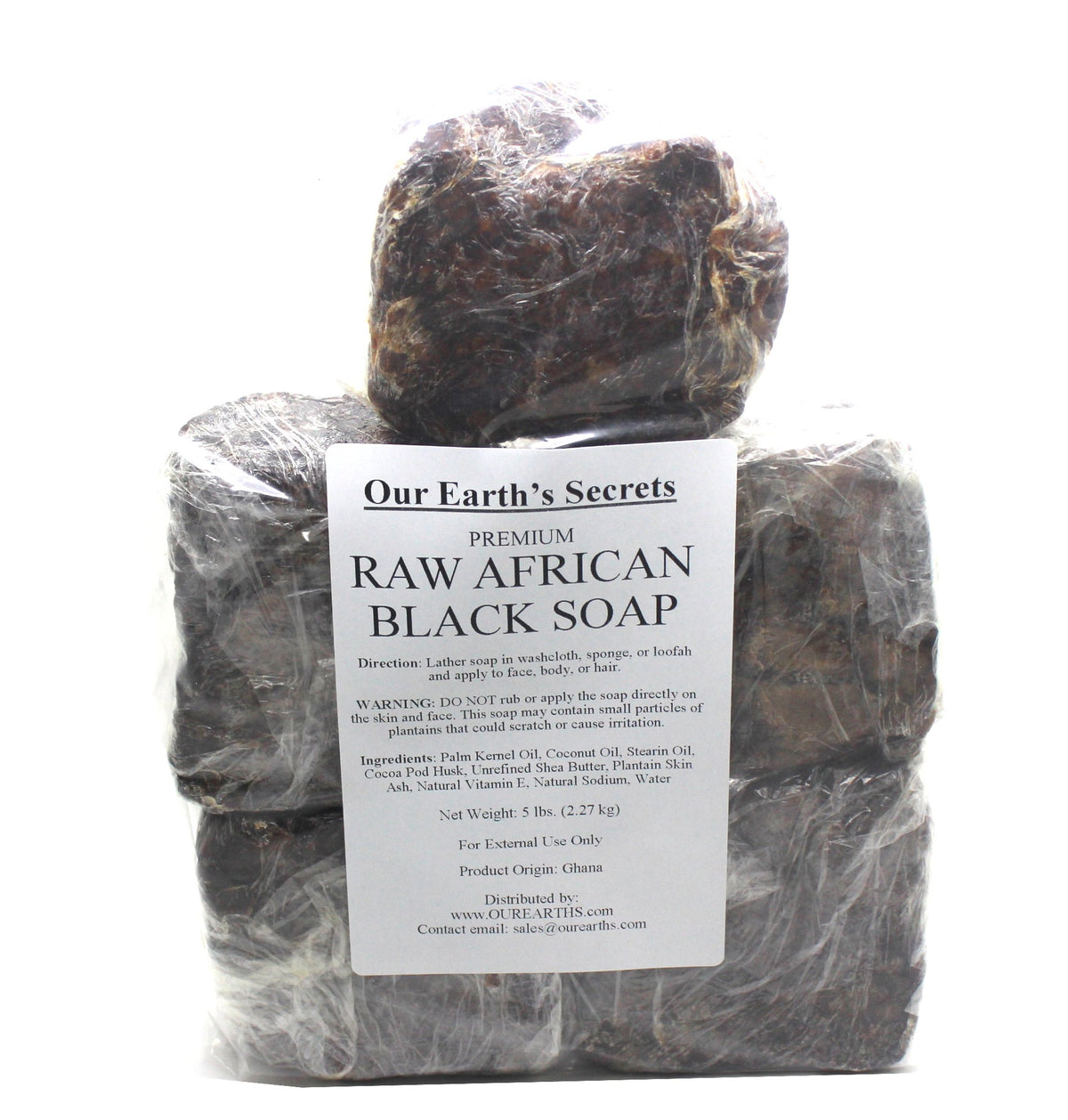 Close-up of Our Earth's Secrets Raw African Black Soap texture