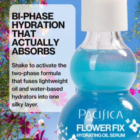 Close-up of Pacifica Flower Fix Bi-Phase Hydrating Oil Serum bottle
