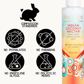 Close-up of Pacifica Indian Coconut Nectar Hair & Body Mist spray nozzle