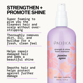 Close-up of Pacifica Jasmine Agave Shampoo bottle