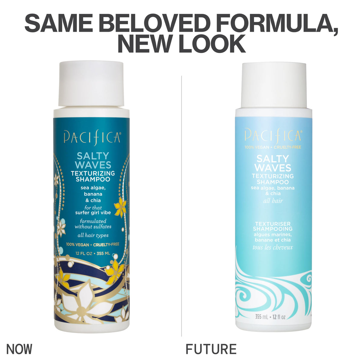 Close-up of Pacifica Salty Waves Texturizing Shampoo ingredients list