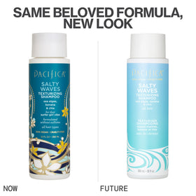 Close-up of Pacifica Salty Waves Texturizing Shampoo ingredients list