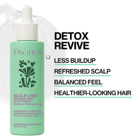 Close-up of Pacifica Scalp Love Rosemary Mint Serum bottle