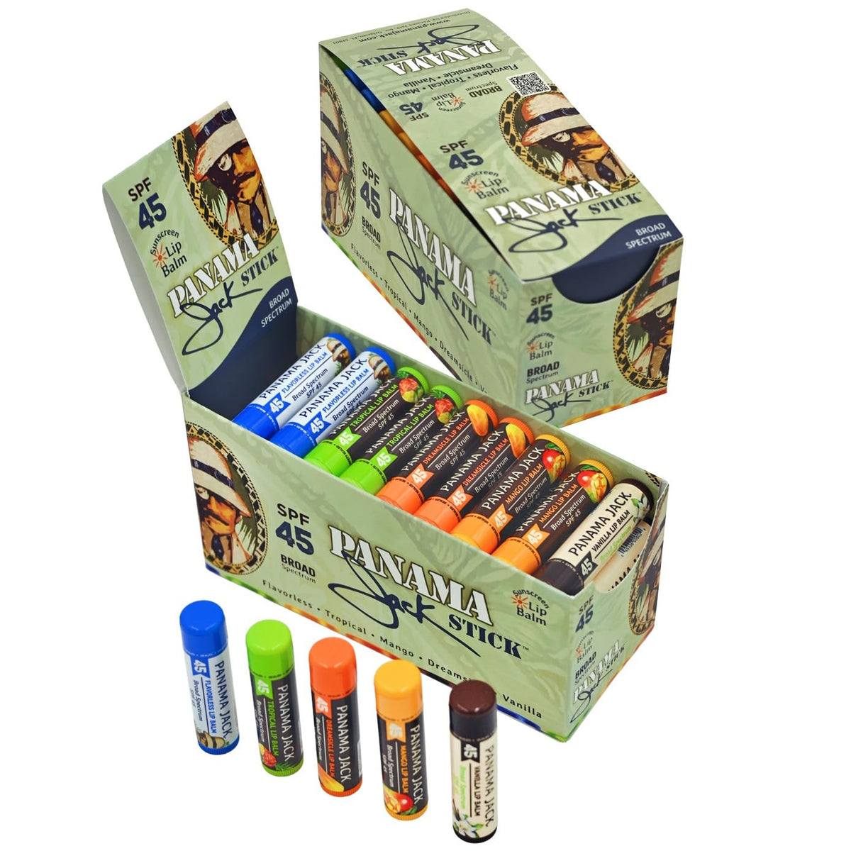 Close-up of Panama Jack Tropical Lip Balm tube