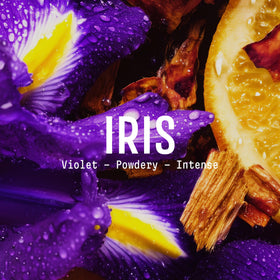 Close-up of Panier des Sens Iris Liquid Hand Soap label