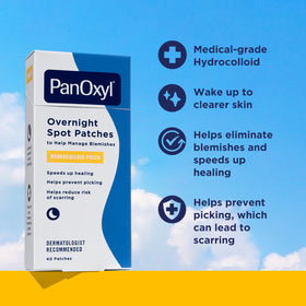 Close-up of PanOxyl PM Overnight Spot Patches showing two sizes