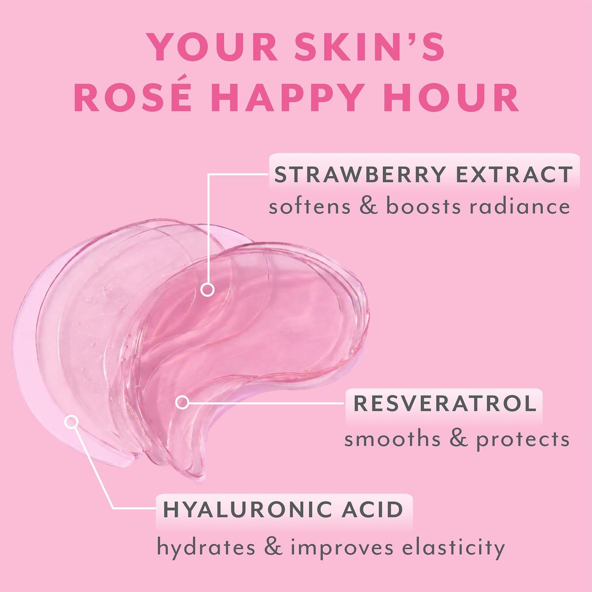 Close-up of Patchology Rosé Under Eye Patches with gel texture