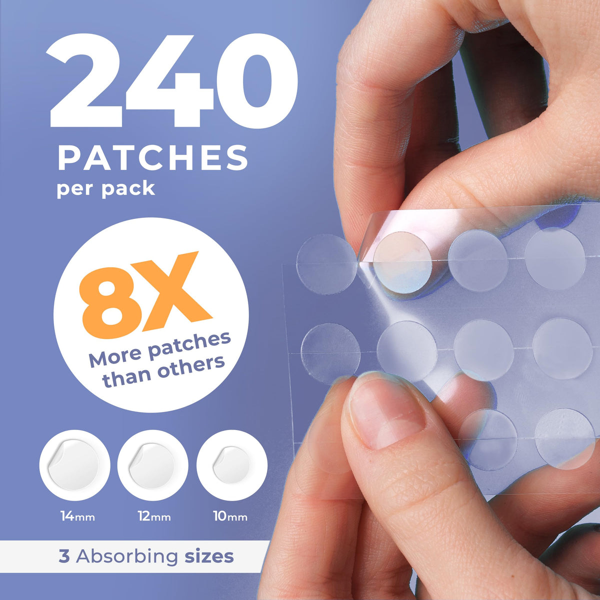 Close-up of PatchRx Pimple Patches showing different sizes