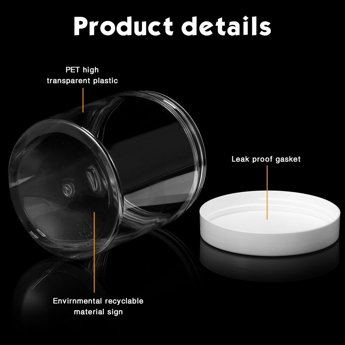 Close-up of Patelai 16 oz plastic jar with foam liner