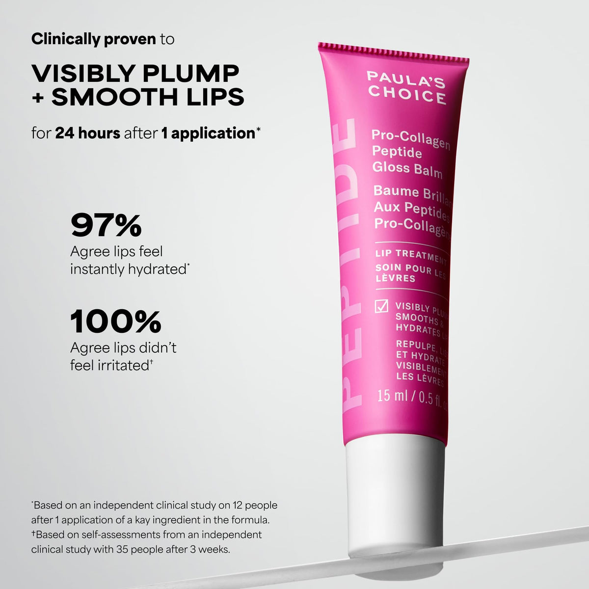 Close-up of Paula's Choice Pro-Collagen Peptide Gloss Lip Balm tube
