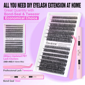 Close-up of Pawotence cluster lashes in various lengths