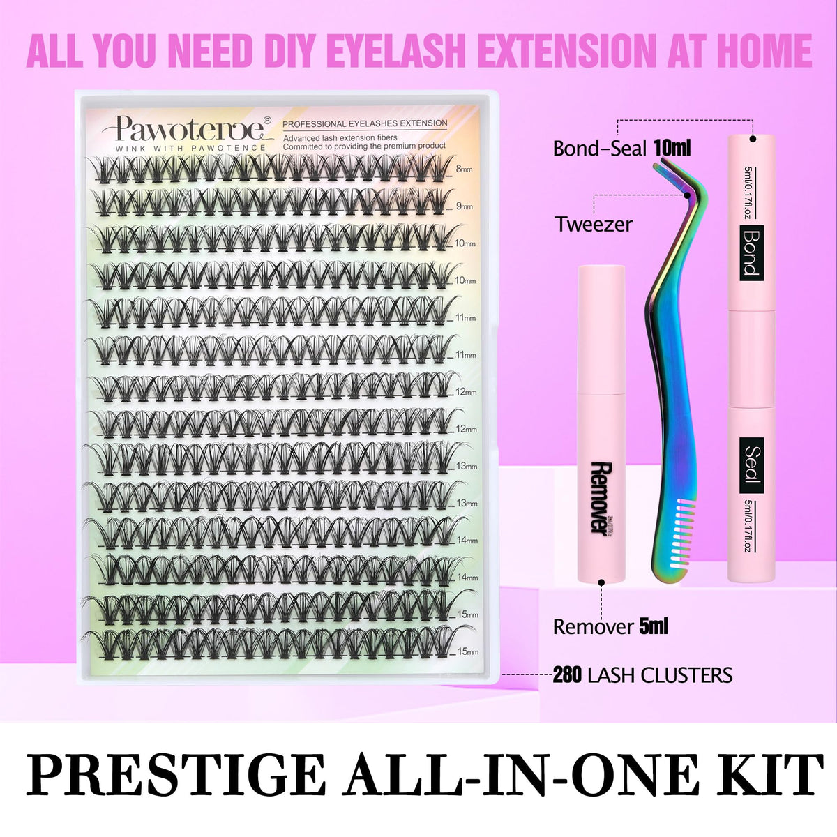 Close-up of Pawotence lash bond and seal included in the kit