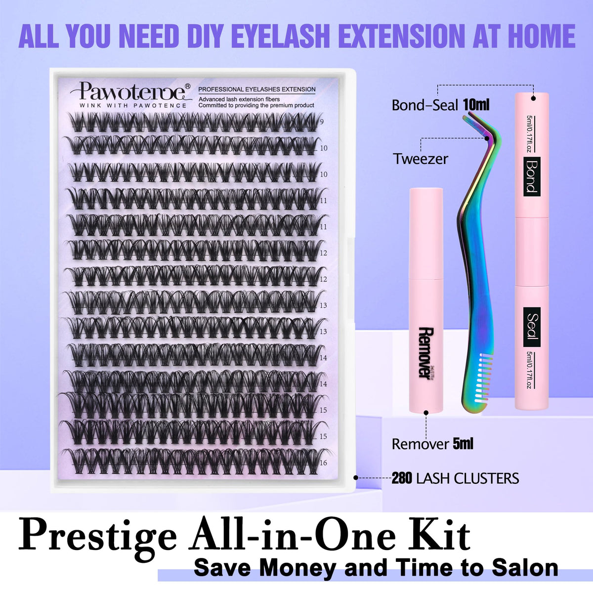 Close-up of Pawotence lash bond and seal included in the kit