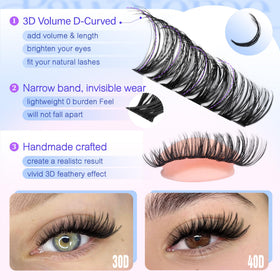 Close-up of Pawotence Lash Clusters demonstrating lash texture
