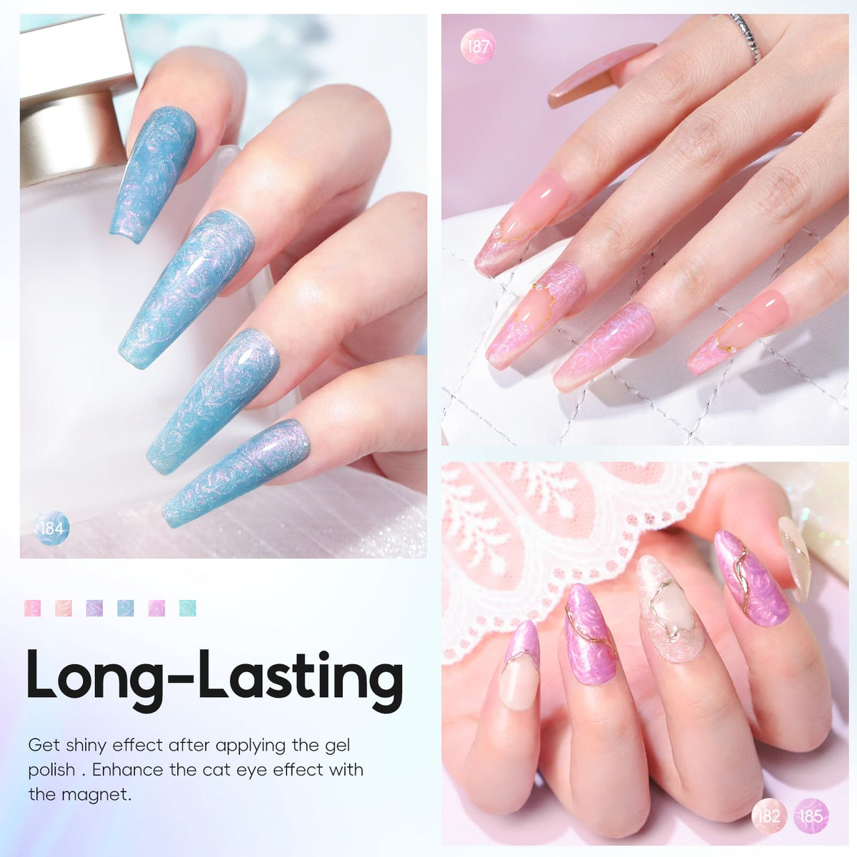 Close-up of PEACECOLOR Cat Eye Gel Nail Polish bottle with pearl effect