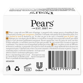 Close-up of Pears soap bar showing glycerin texture