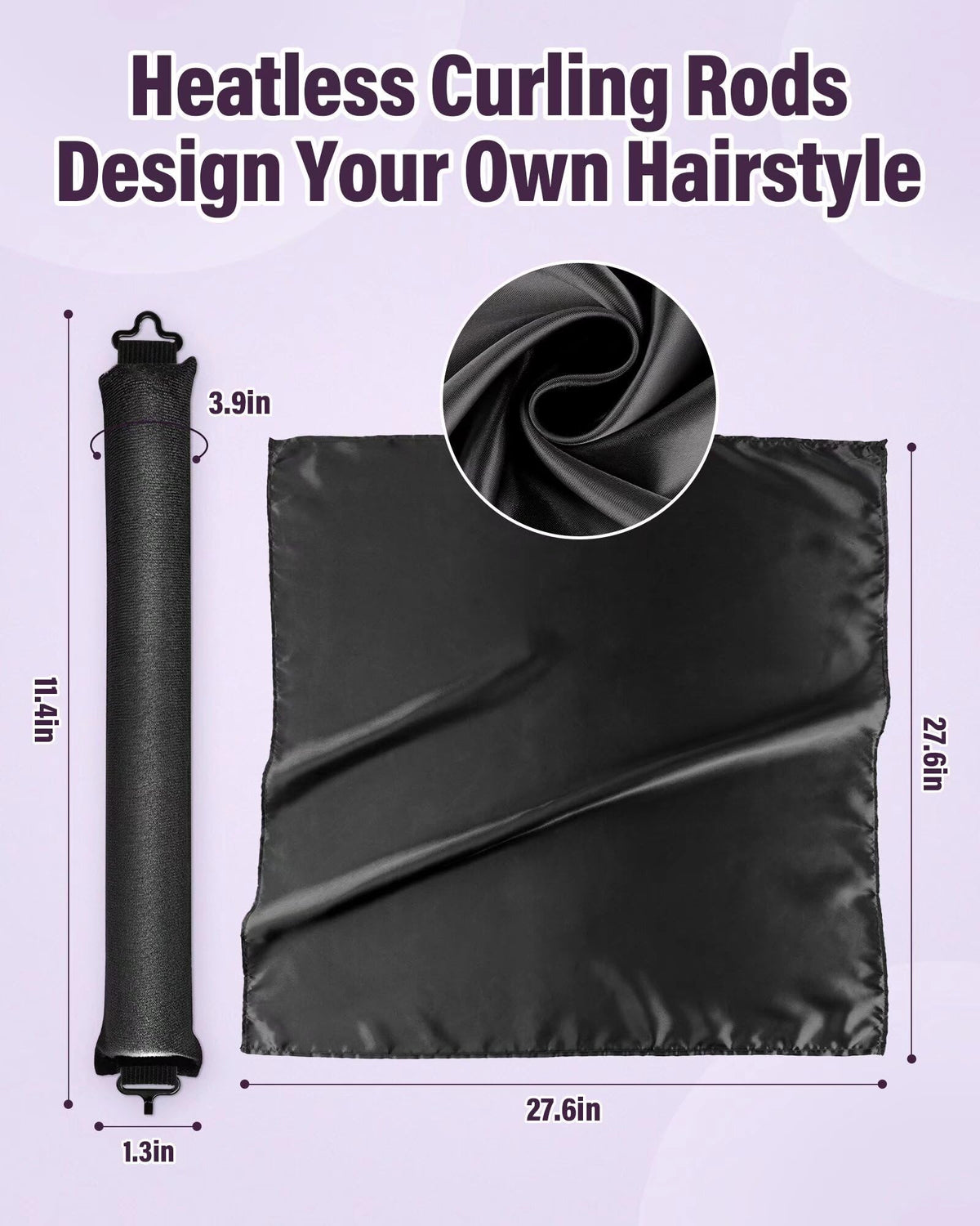 close-up of posicurly Heatless Hair Curlers with satin scarf