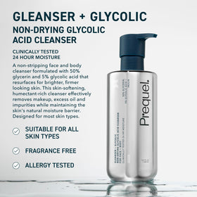 Close-up of Prequel Glycolic Body Wash pump top
