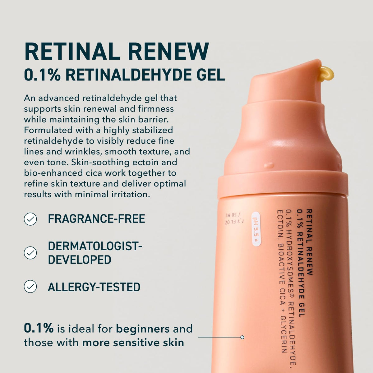 Close-up of Prequel Skin Retinal Serum texture on skin