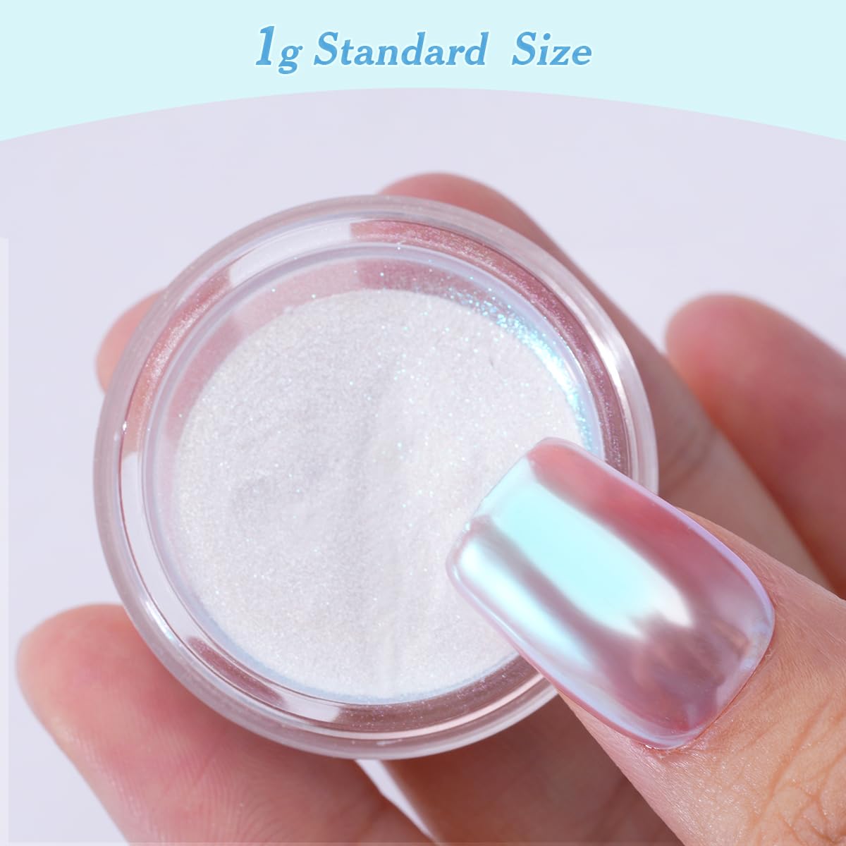Close-up of Pretty Diva Moonlight Chrome Nail Powder showing iridescent glitter