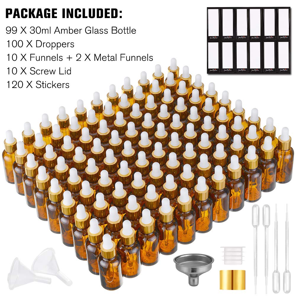 Close-up of PrettyCare amber glass dropper bottle