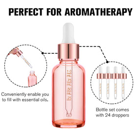 Close-up of PrettyCare glass eye dropper bottle with leakproof cap