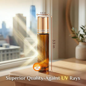 Close-up of PrettyCare roller bottle with stainless steel roller ball