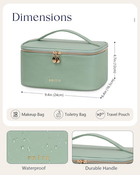 Close-up of Prite Makeup Bag's zipper and handle