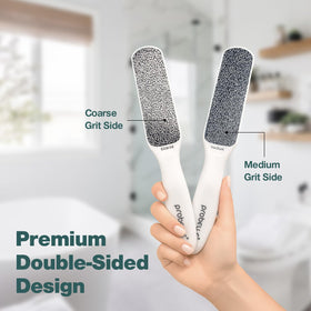 Close-up of Probelle double-sided foot file showing coarse and medium sides