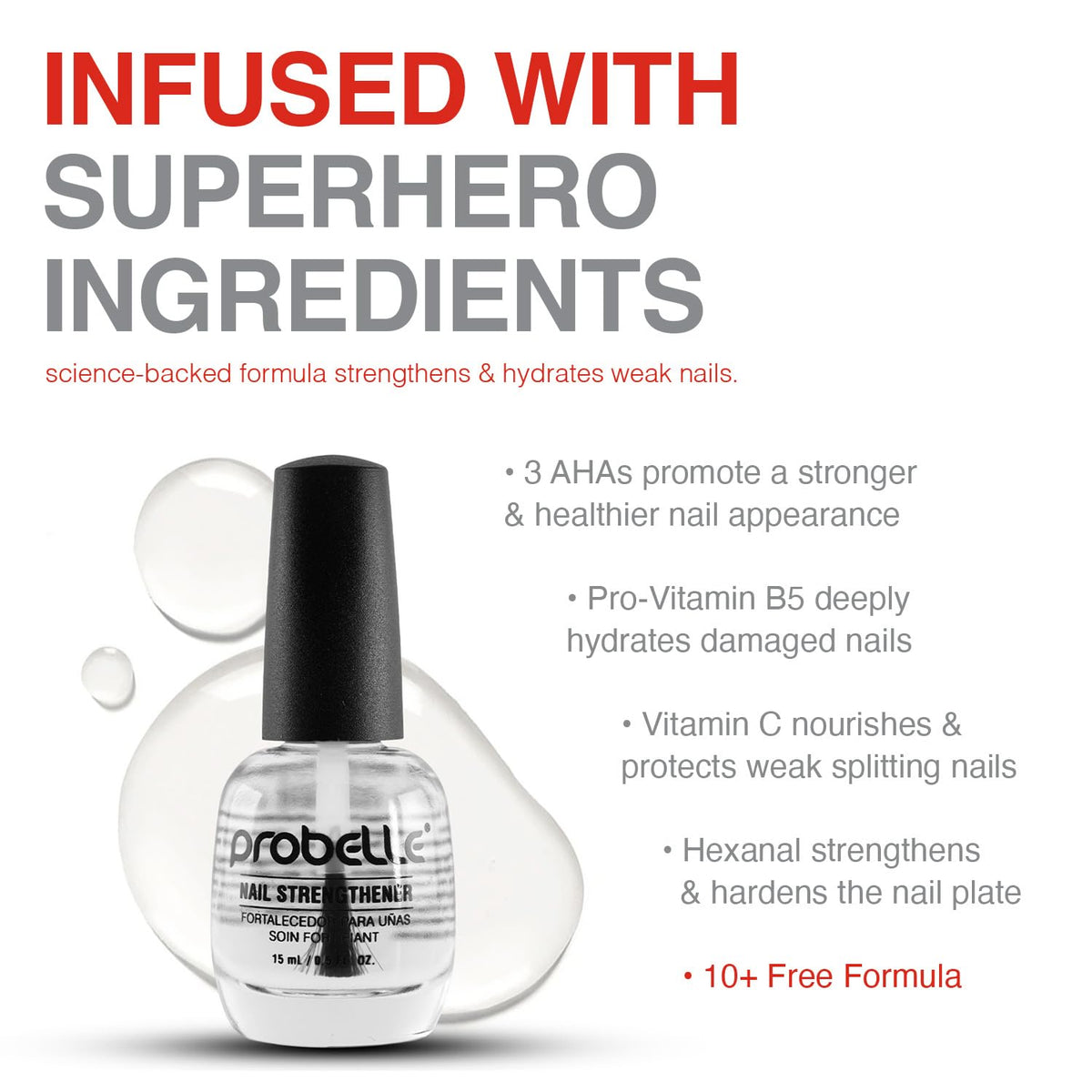 Close-up of Probelle Nail Strengthener brush and bottle
